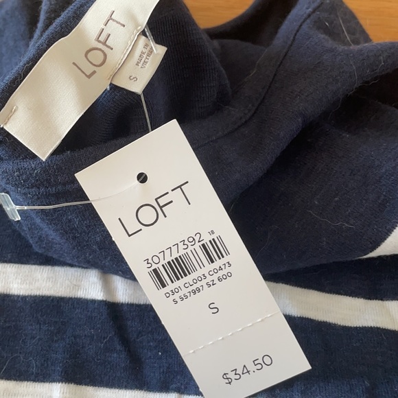 NWT Ann Taylor navy striped shirt - Picture 2 of 3